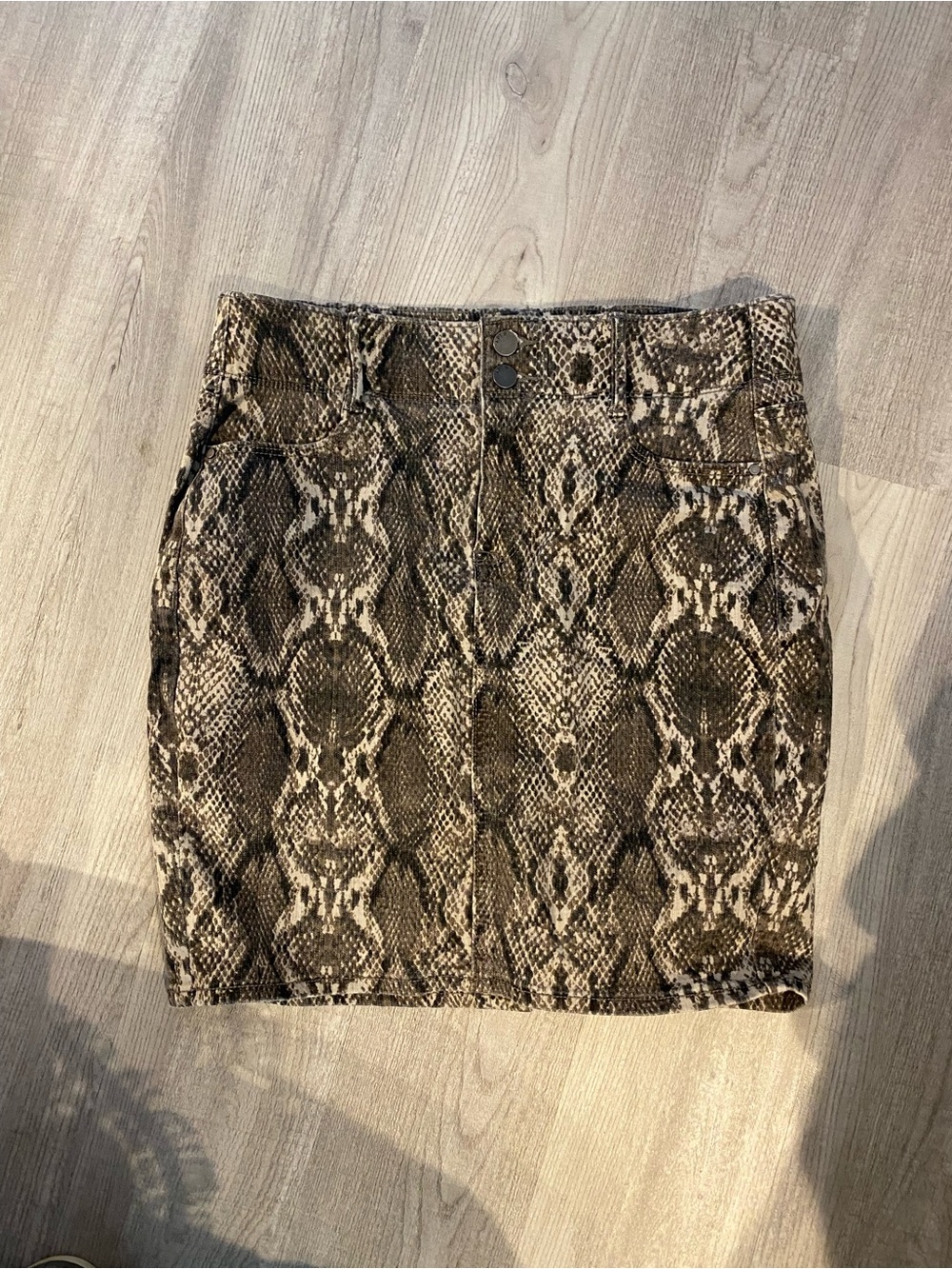 Snake Print Mini Skirt in Grey and Black